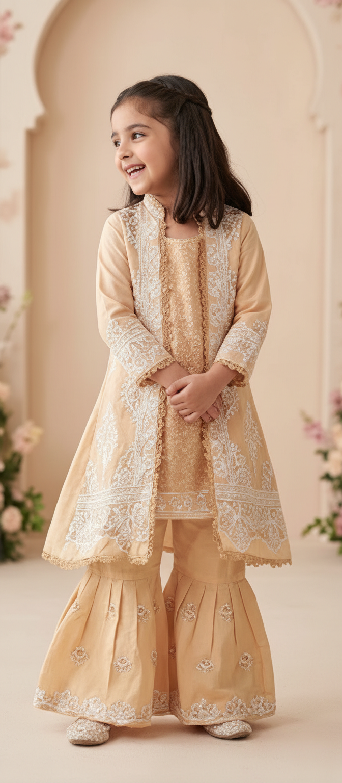 Aylin Lace Anarkali Set – Soft Beige Glow