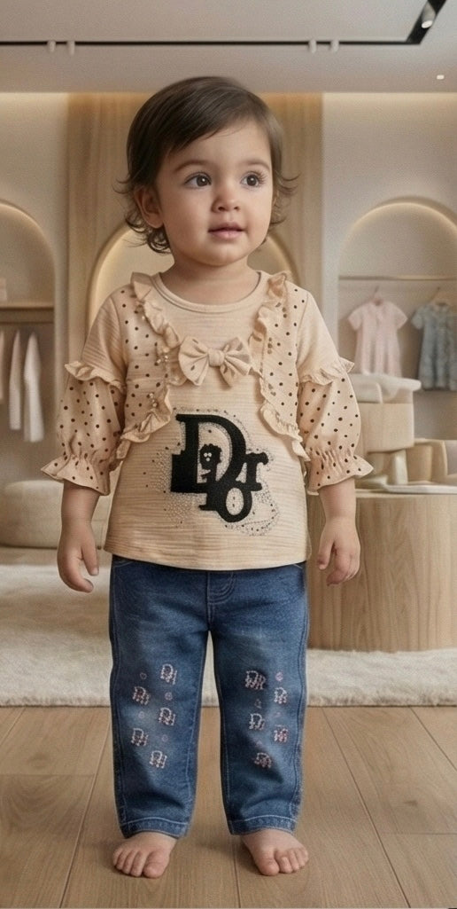 Petal Ruffle Top & Denim Set