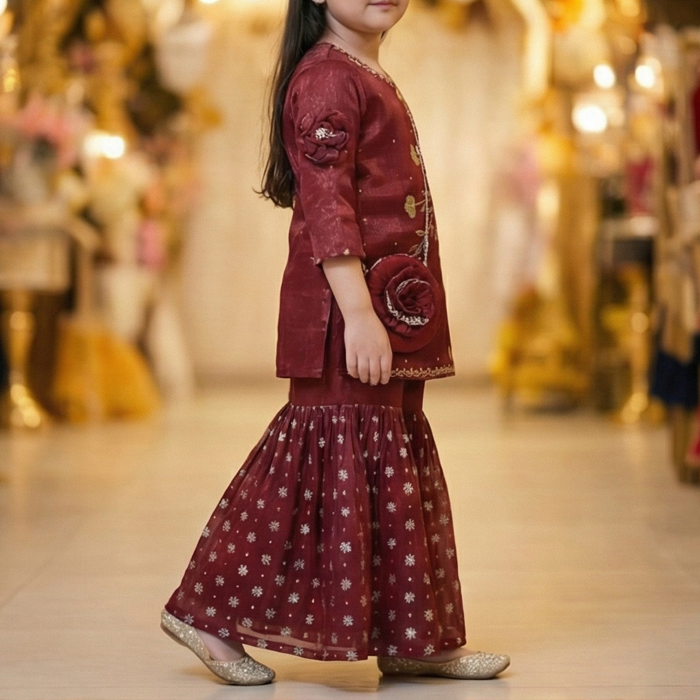 Ruby Royale Sharara Set