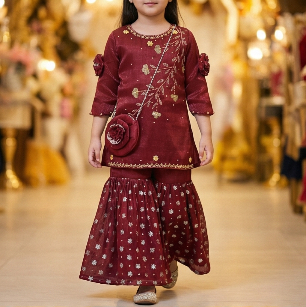 Ruby Royale Sharara Set