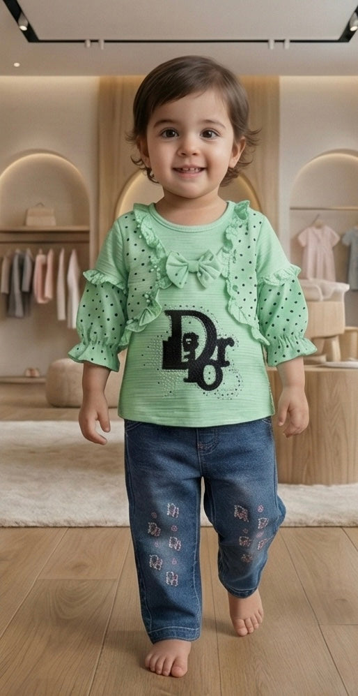 Petal Ruffle Top & Denim Set