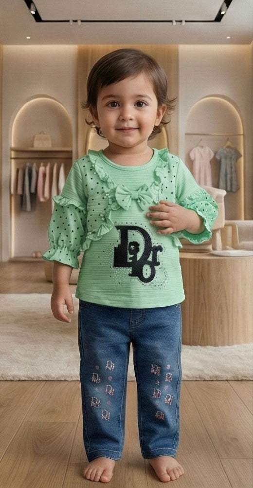 Petal Ruffle Top & Denim Set