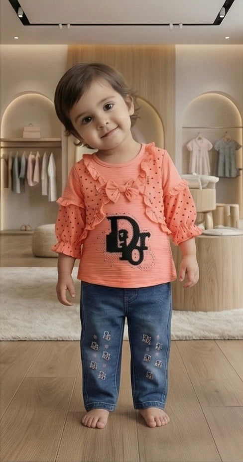 Petal Ruffle Top & Denim Set