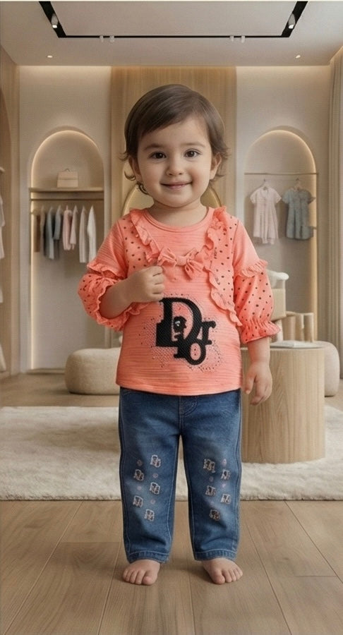 Petal Ruffle Top & Denim Set