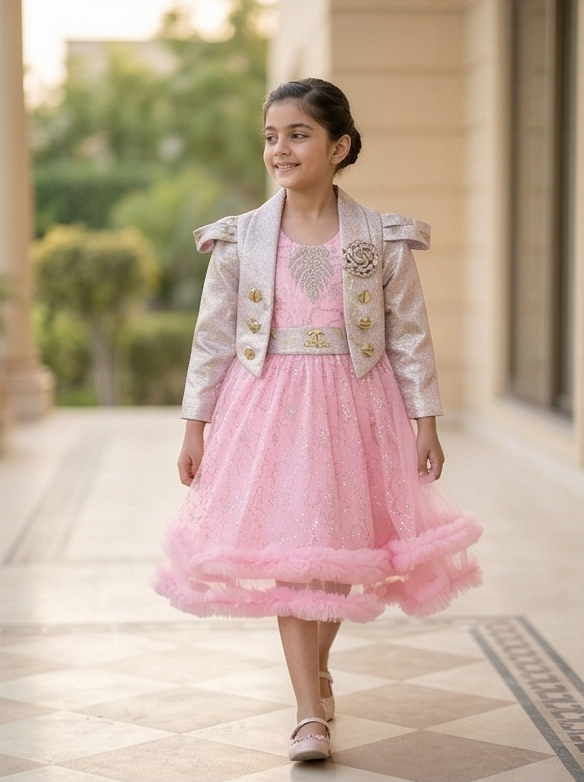 Zarella Luxe Frock Set – Blush Pink