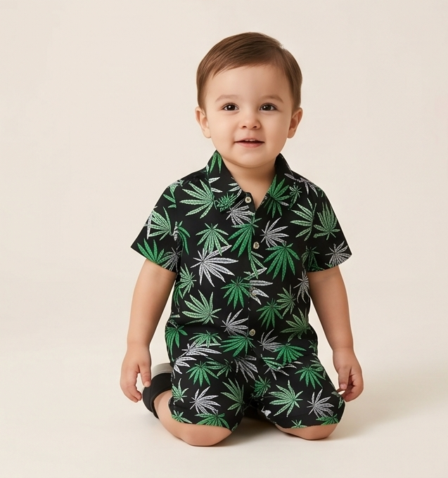 Zyro Linen Co-ord Set – Emerald Leaf