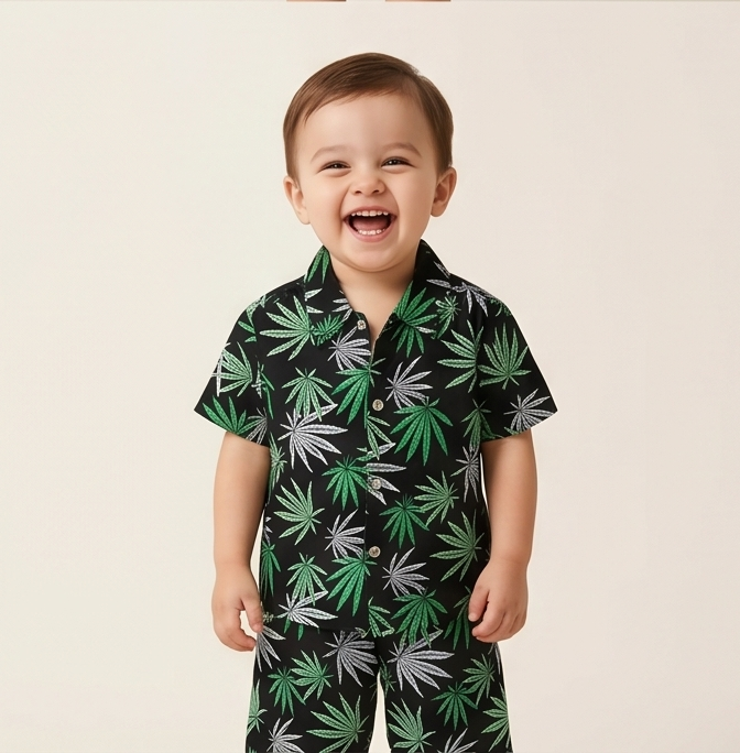Zyro Linen Co-ord Set – Emerald Leaf
