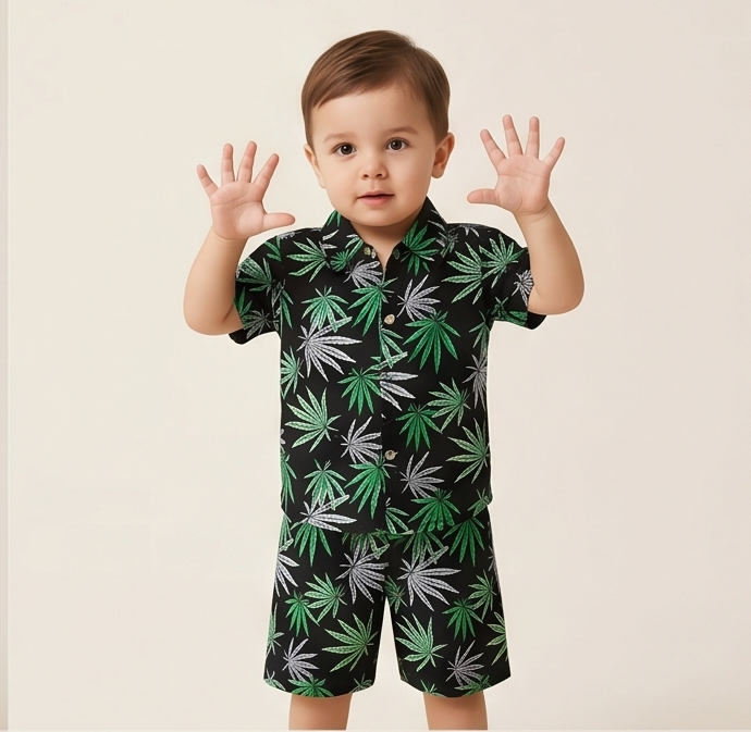 Zyro Linen Co-ord Set – Emerald Leaf