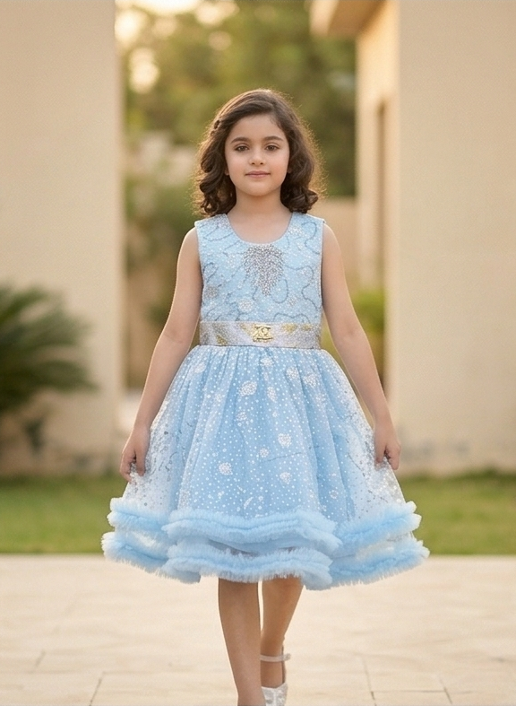 Zarella Luxe Frock Set – Powder Blue