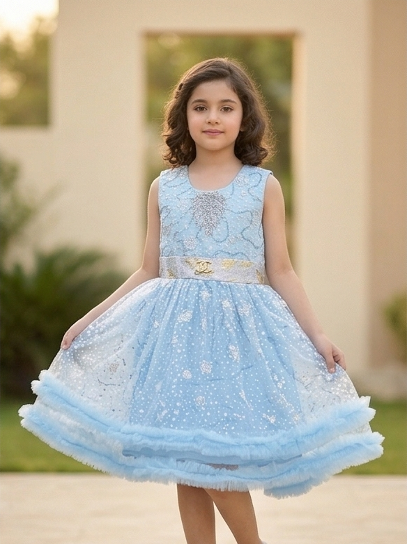 Zarella Luxe Frock Set – Powder Blue