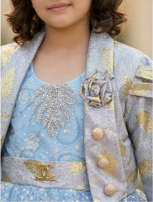 Zarella Luxe Frock Set – Powder Blue