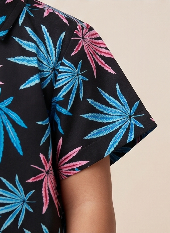 Zyro Linen Co-ord Set – Aqua Blue Leaf