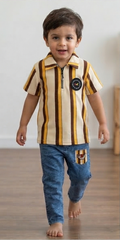 Monarch Knit Polo Set – Honey Sand Stripe