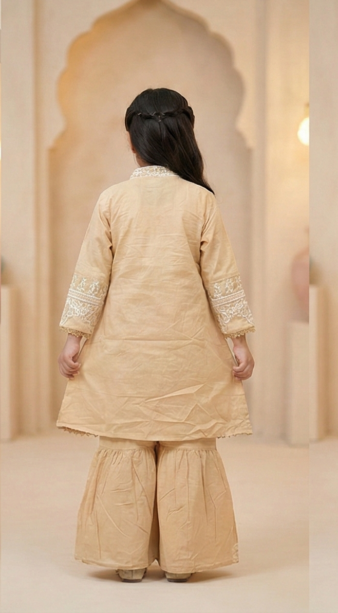 Aylin Lace Anarkali Set – Soft Beige Glow