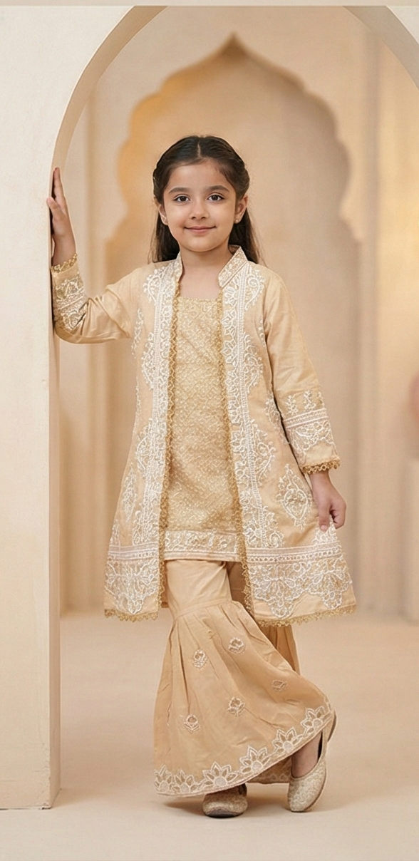 Aylin Lace Anarkali Set – Soft Beige Glow