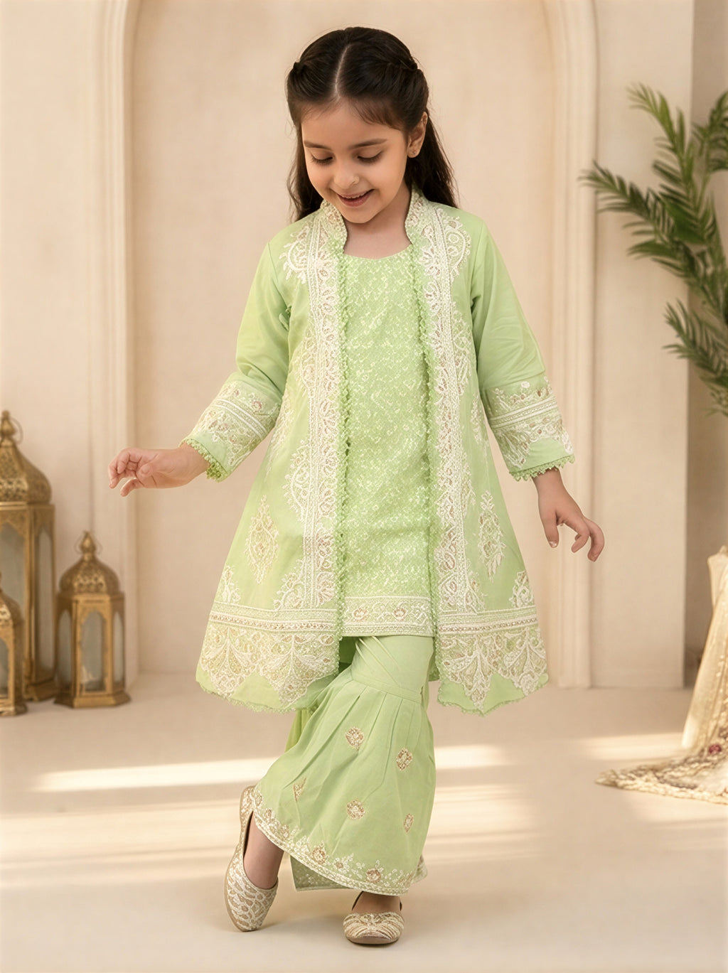 Aylin Lace Anarkali Set – Mint Whisper