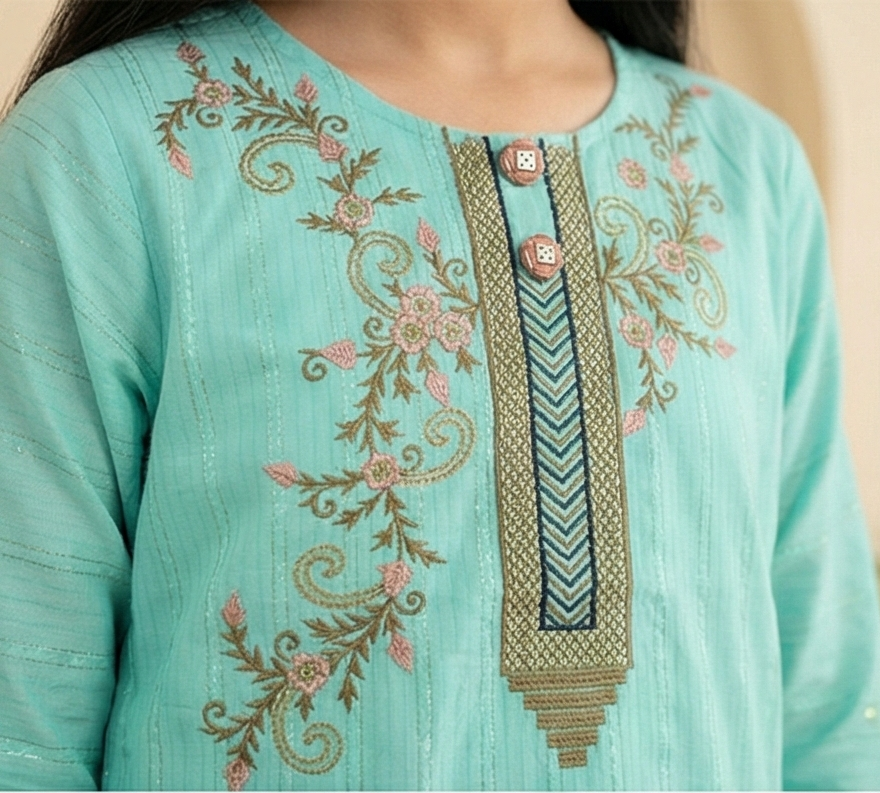 RANIA FESTIVE COTTON SET – AQUA MINT