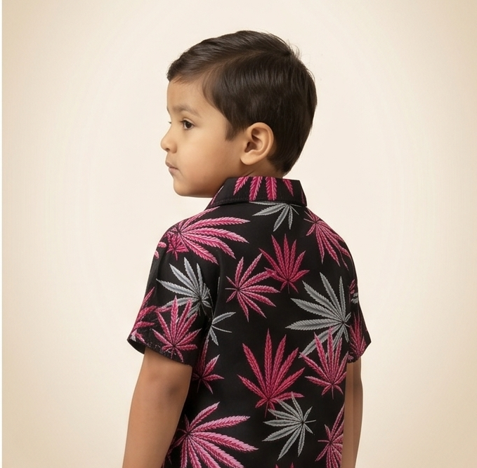 Zyro Linen Co-ord Set – Neon Pink Leaf