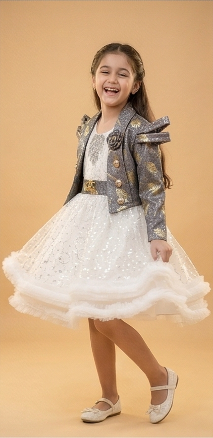 Zarella Luxe Frock Set – Ivory Pearl
