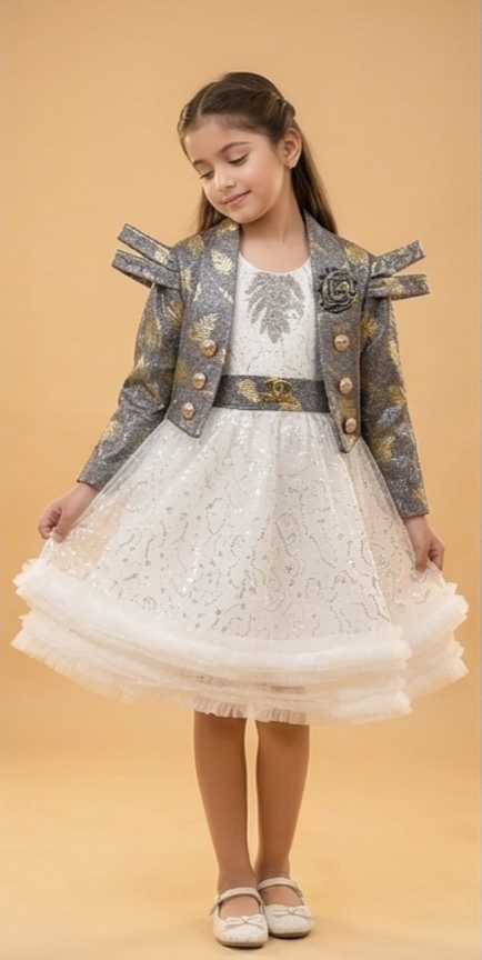 Zarella Luxe Frock Set – Ivory Pearl
