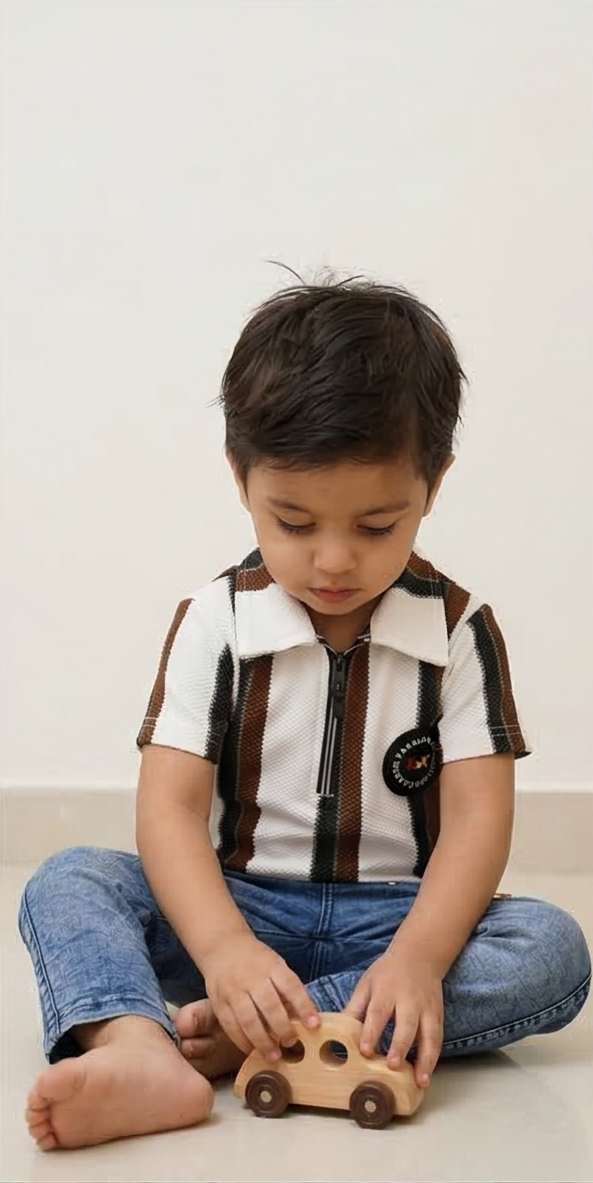 Monarch Knit Polo Set – Cocoa Ivory Stripe