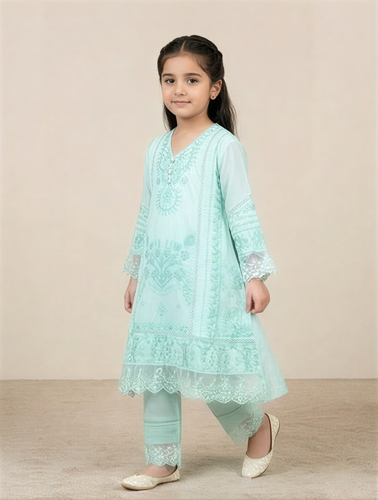 Nooré Anarkali Set – Mint Green