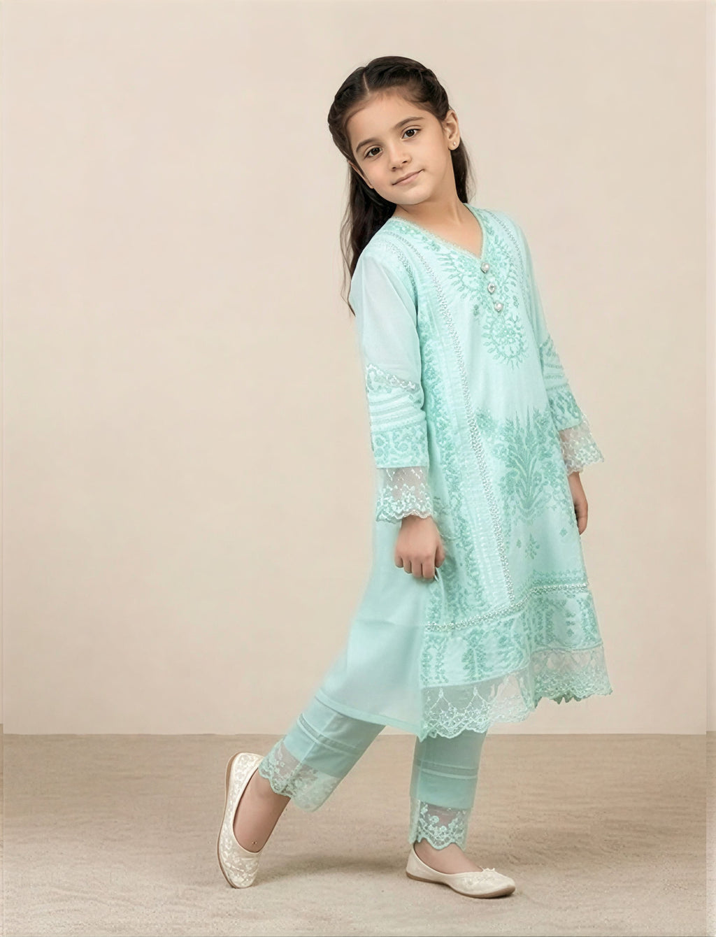 Nooré Anarkali Set – Mint Green
