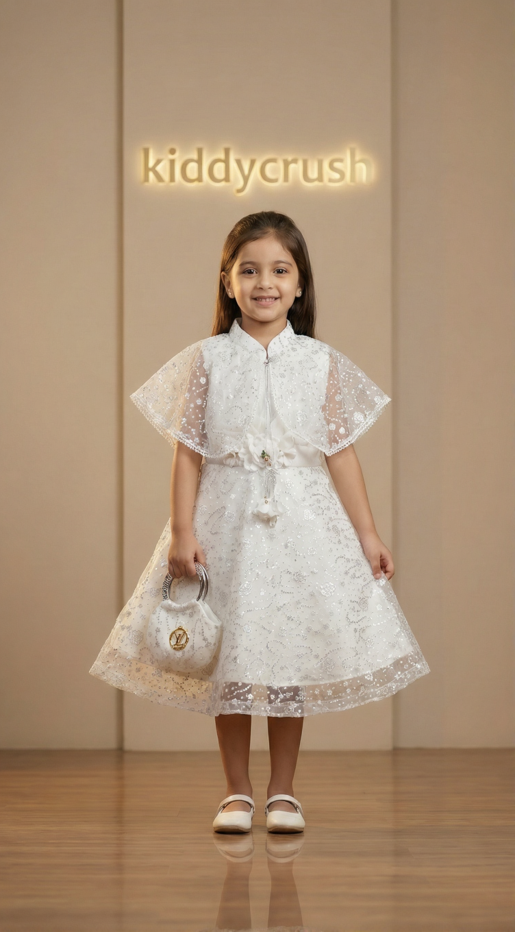 Celeste Bloom Frock – Ivory White