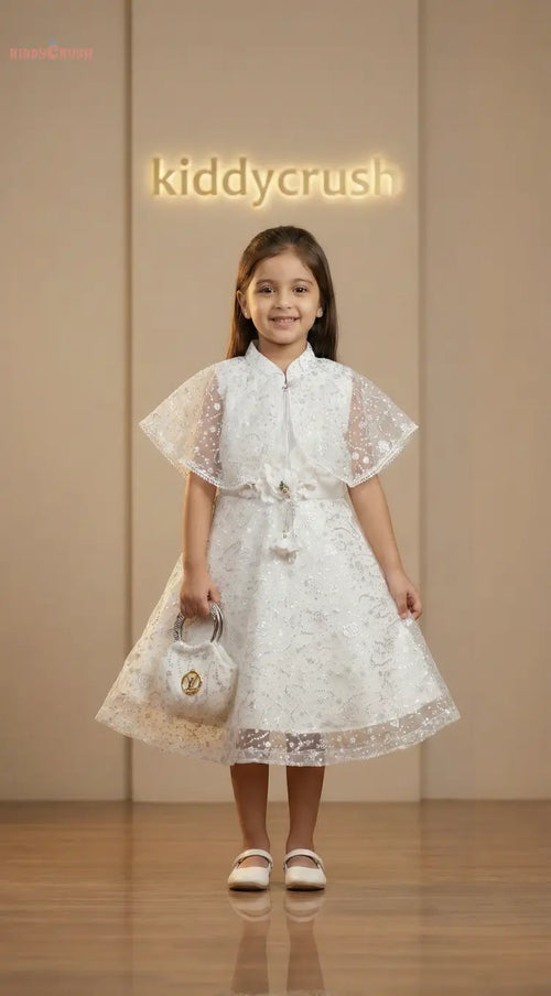 Celeste Bloom Frock – Ivory White Kiddycrush