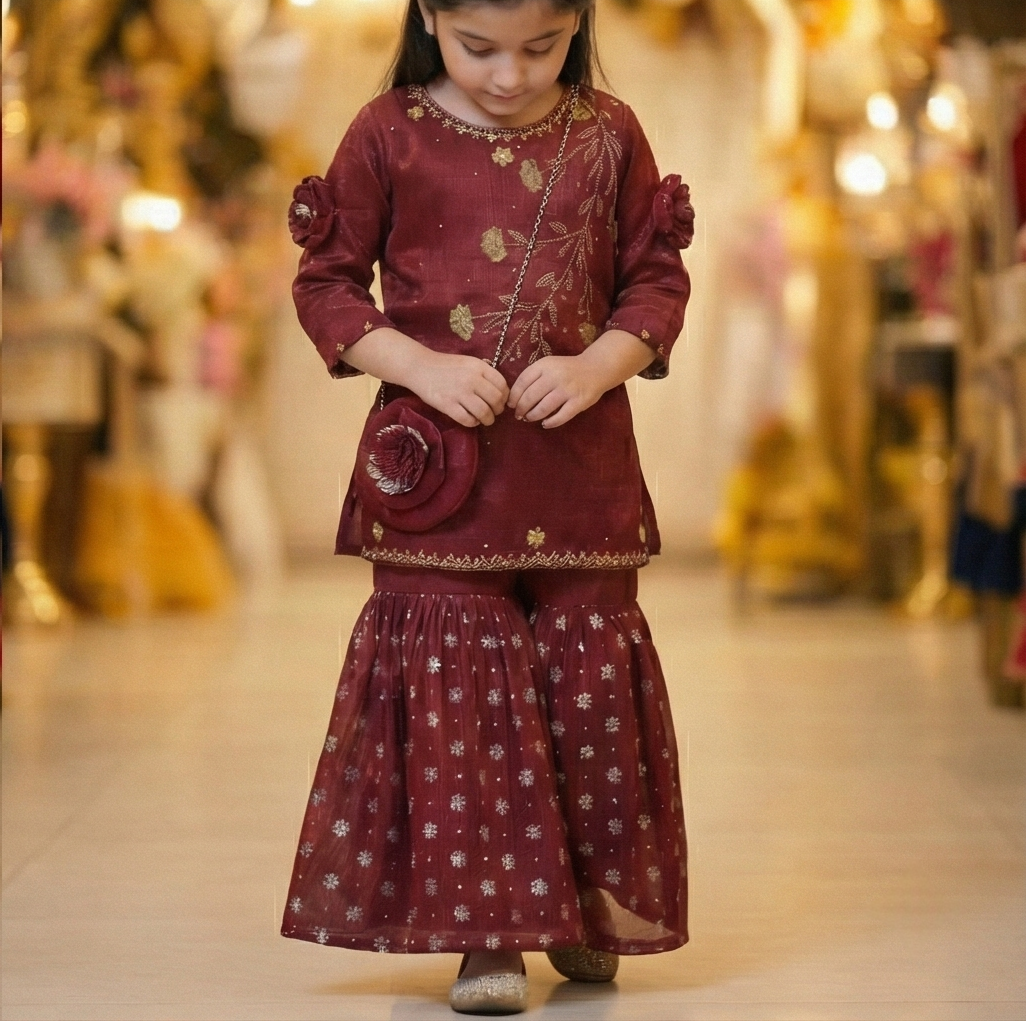 Ruby Royale Sharara Set