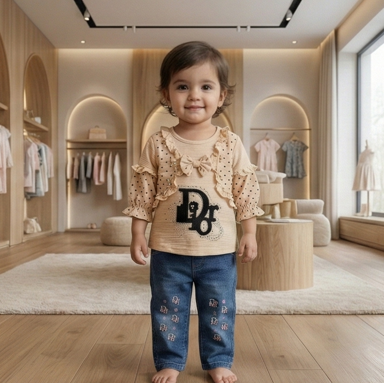 Petal Ruffle Top & Denim Set