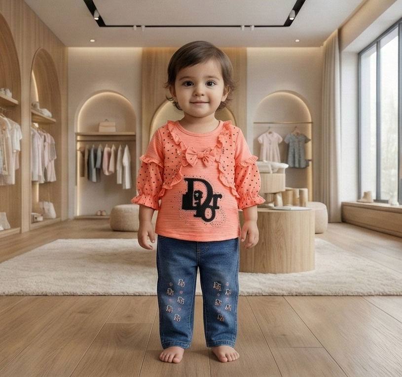 Petal Ruffle Top & Denim Set