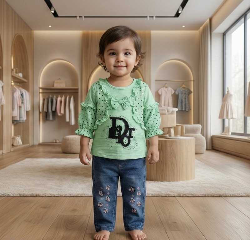 Petal Ruffle Top & Denim Set