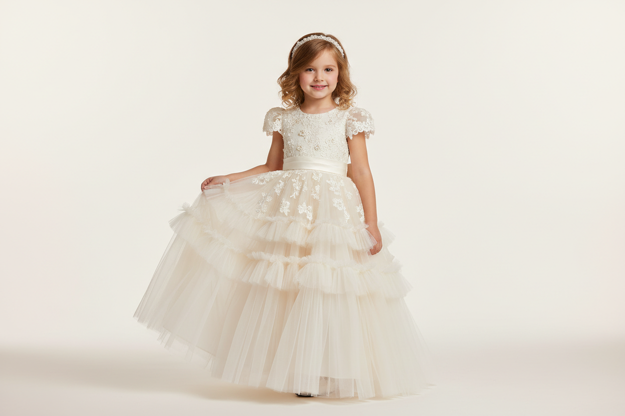 girl wearing fancy frock