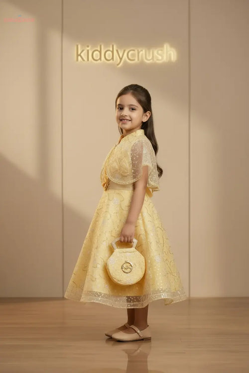 Celeste Bloom Frock – Soft Yellow Kiddycrush