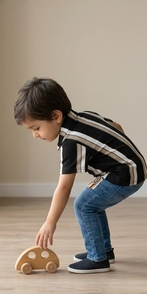 Monarch Knit Polo Set – Black Sand Stripe