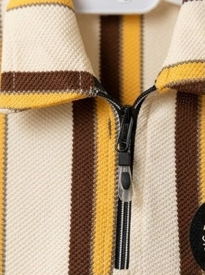Monarch Knit Polo Set – Honey Sand Stripe