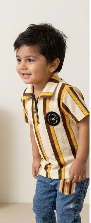 Monarch Knit Polo Set – Honey Sand Stripe